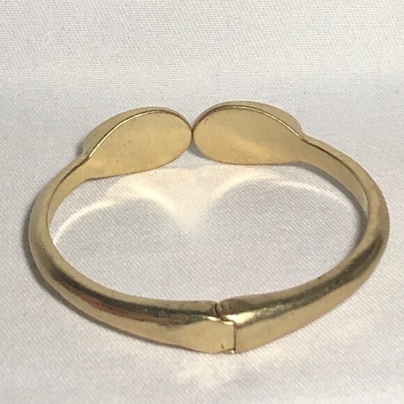 Lucky Brand Semi Precious Gemstone Hinged Bangle Gold Tone - Picture 5 of 9